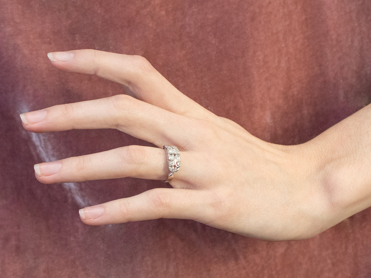 Retro Era Botanical Diamond Ring
