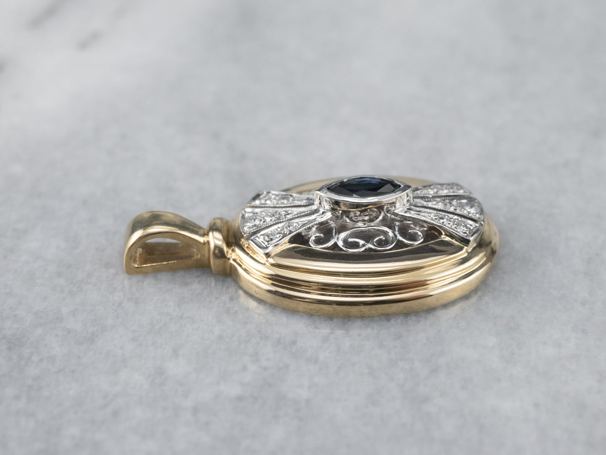 Marquise Sapphire and Diamond Pendant