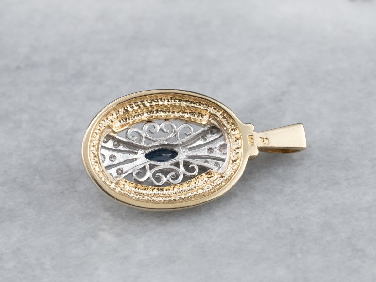 Marquise Sapphire and Diamond Pendant