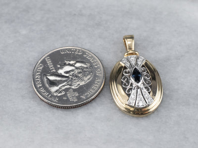 Marquise Sapphire and Diamond Pendant