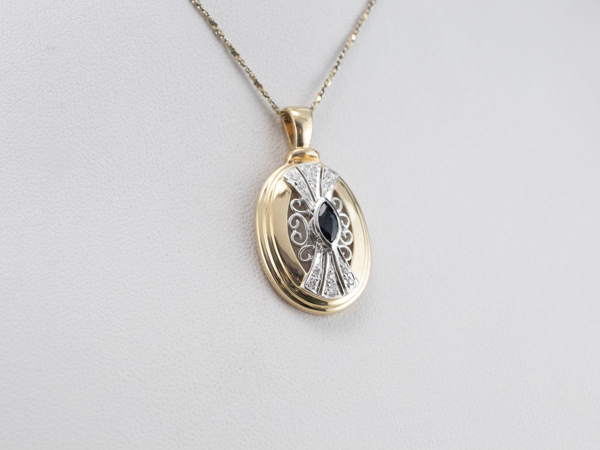 Marquise Sapphire and Diamond Pendant