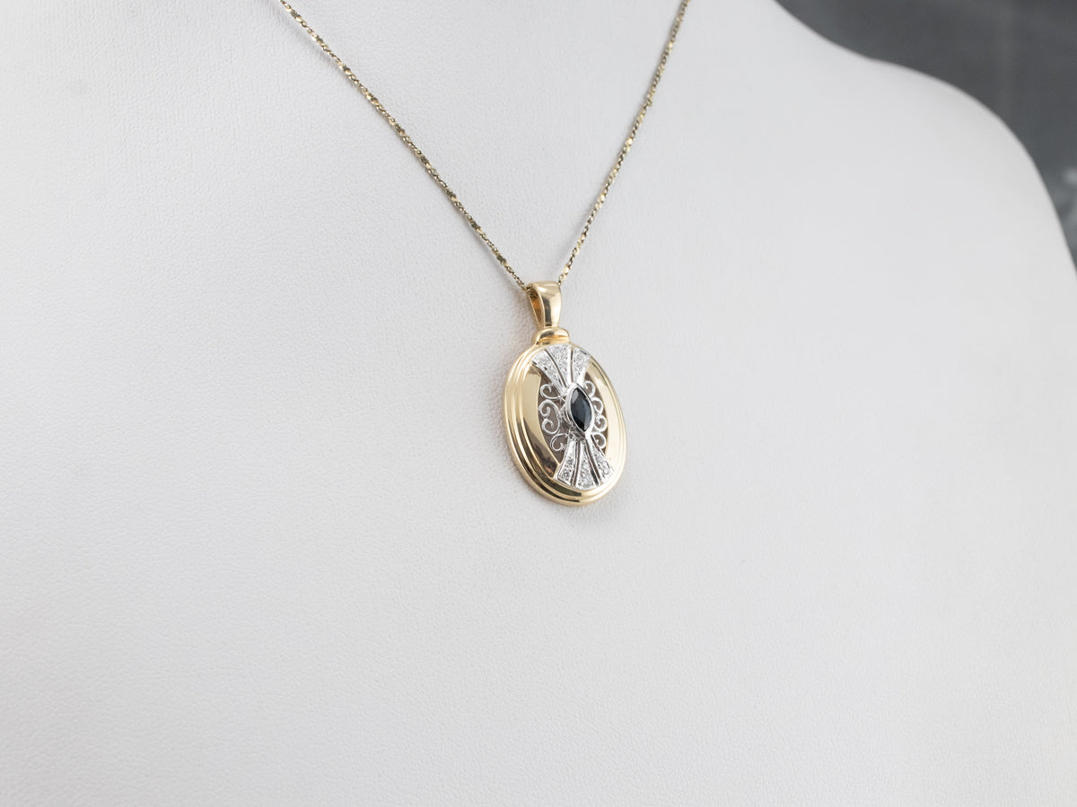 Marquise Sapphire and Diamond Pendant