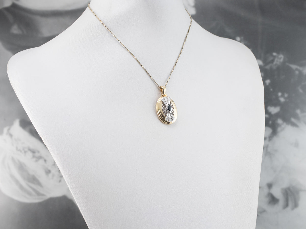 Marquise Sapphire and Diamond Pendant