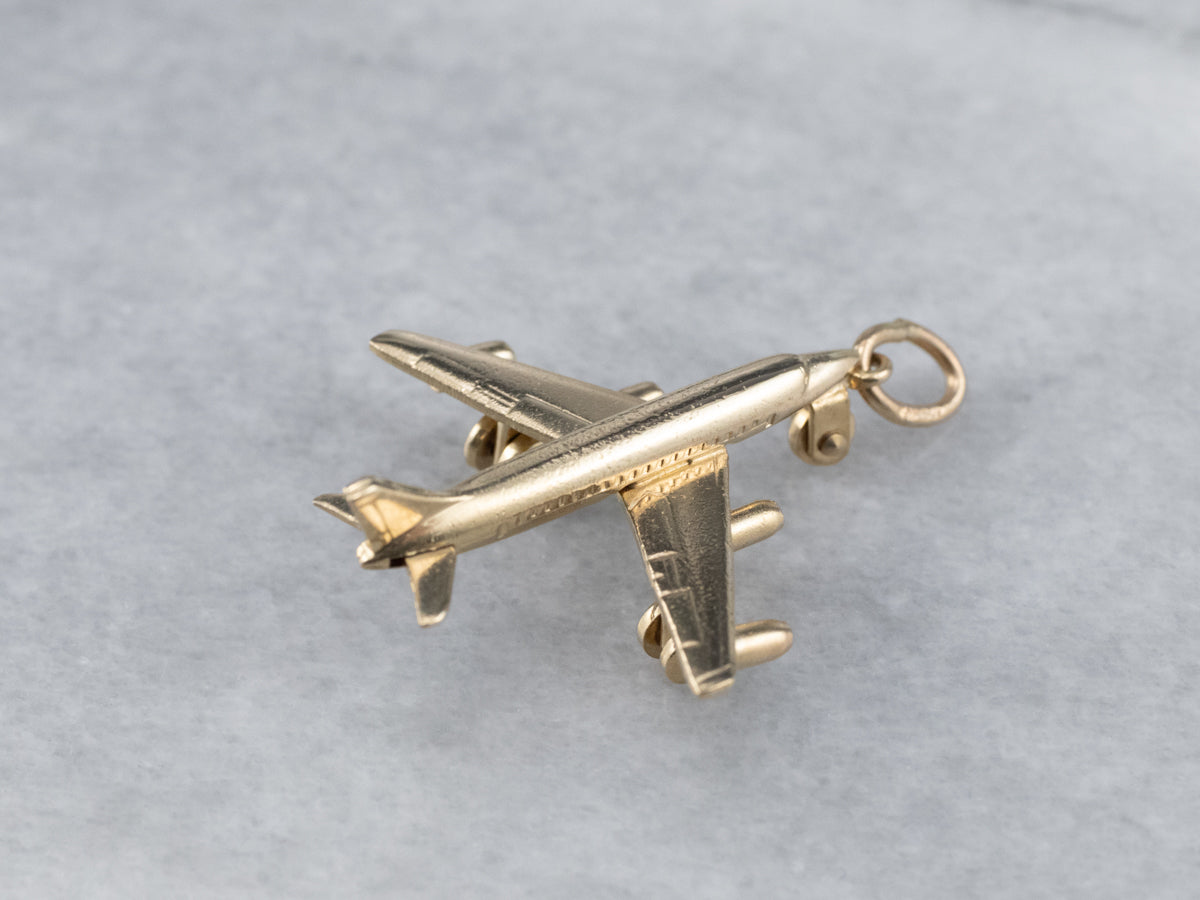 Small Airplane Pendant in Gold
