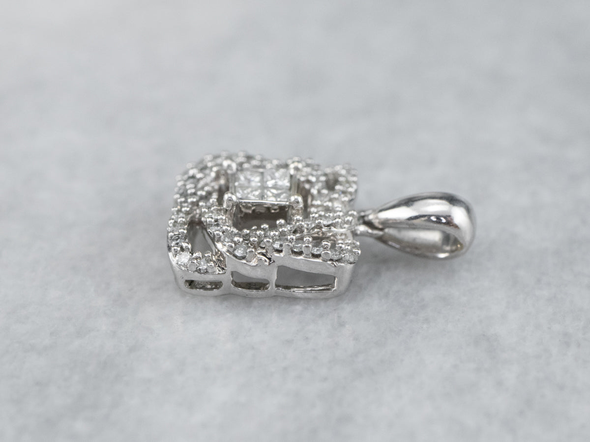 Twisting Diamond Halo Pendant