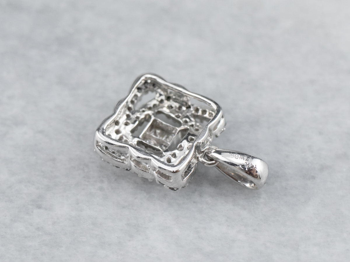 Twisting Diamond Halo Pendant