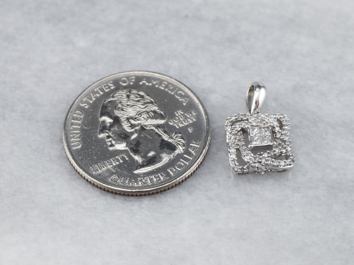 Twisting Diamond Halo Pendant