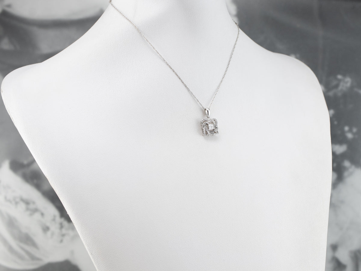 Twisting Diamond Halo Pendant