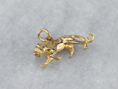 Vintage Gold Stalking Panther Charm