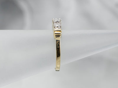 Three Diamond Gold Engagement Ring