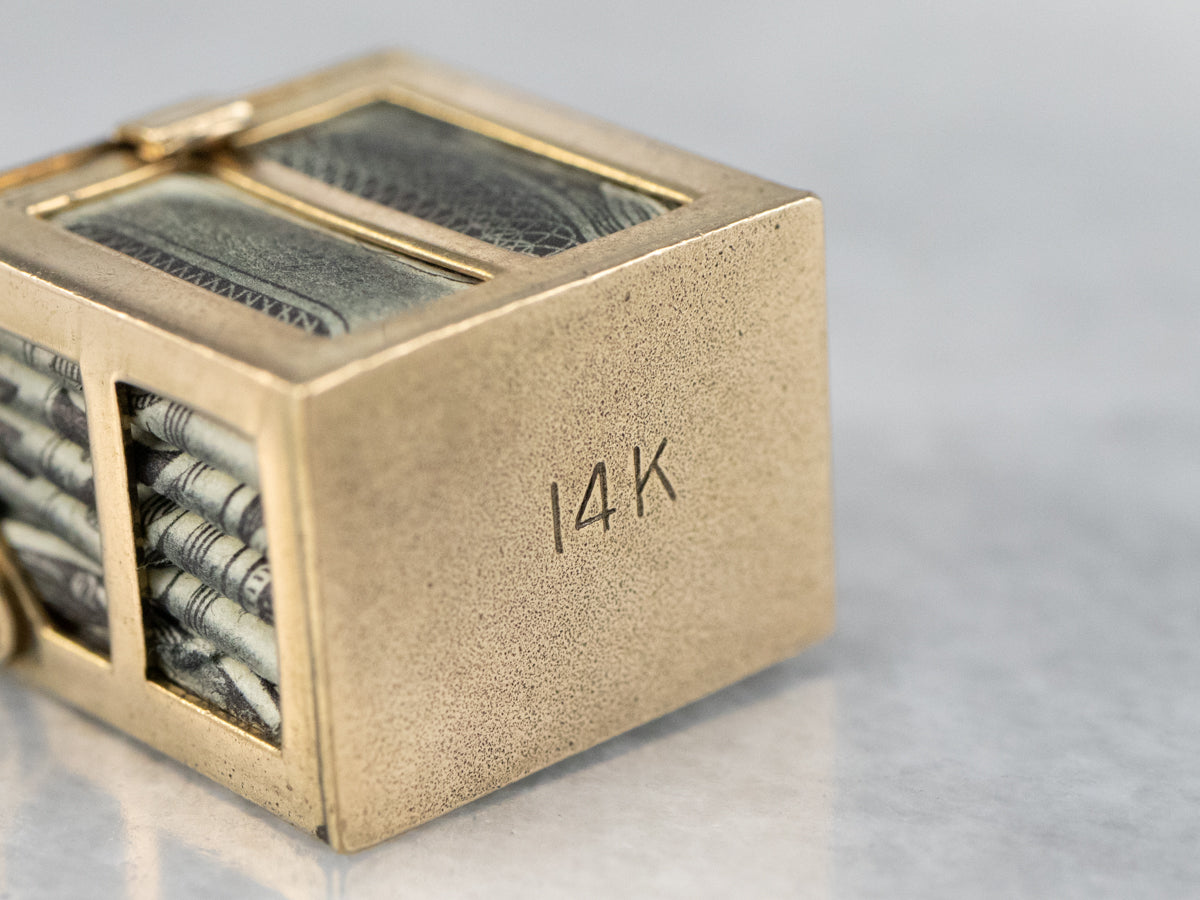 Vintage Mad Money Charm in Yellow Gold