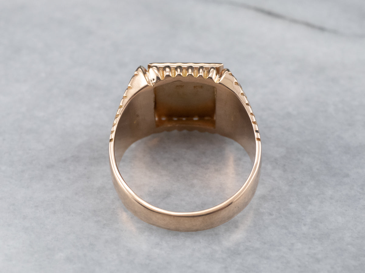 Vintage Two Tone 18K Gold Signet Ring