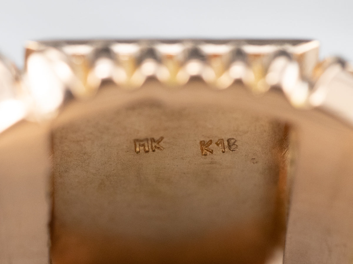 Vintage Two Tone 18K Gold Signet Ring