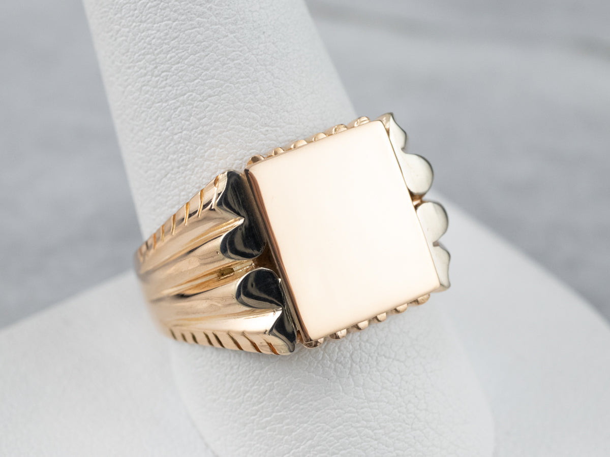 Vintage Two Tone 18K Gold Signet Ring