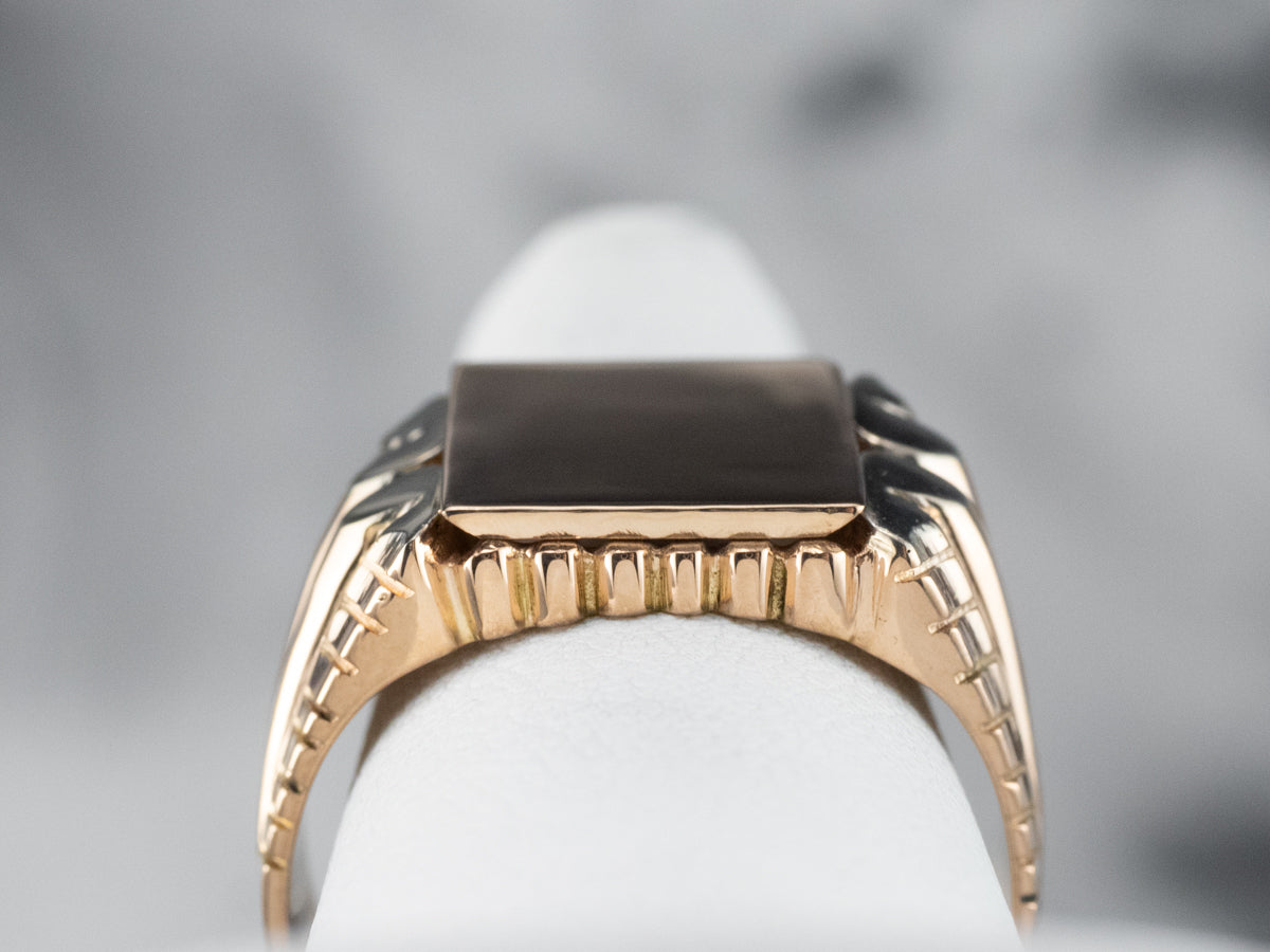 Vintage Two Tone 18K Gold Signet Ring