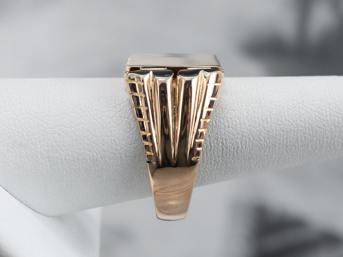 Vintage Two Tone 18K Gold Signet Ring