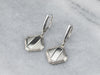 Square Disk White Gold Drop Earrings