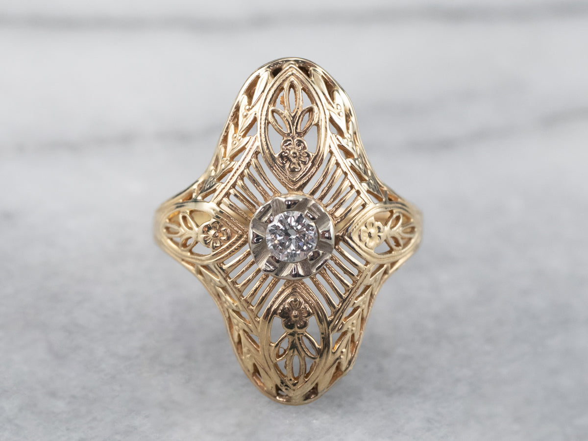 Antique Diamond Filigree Dinner Ring