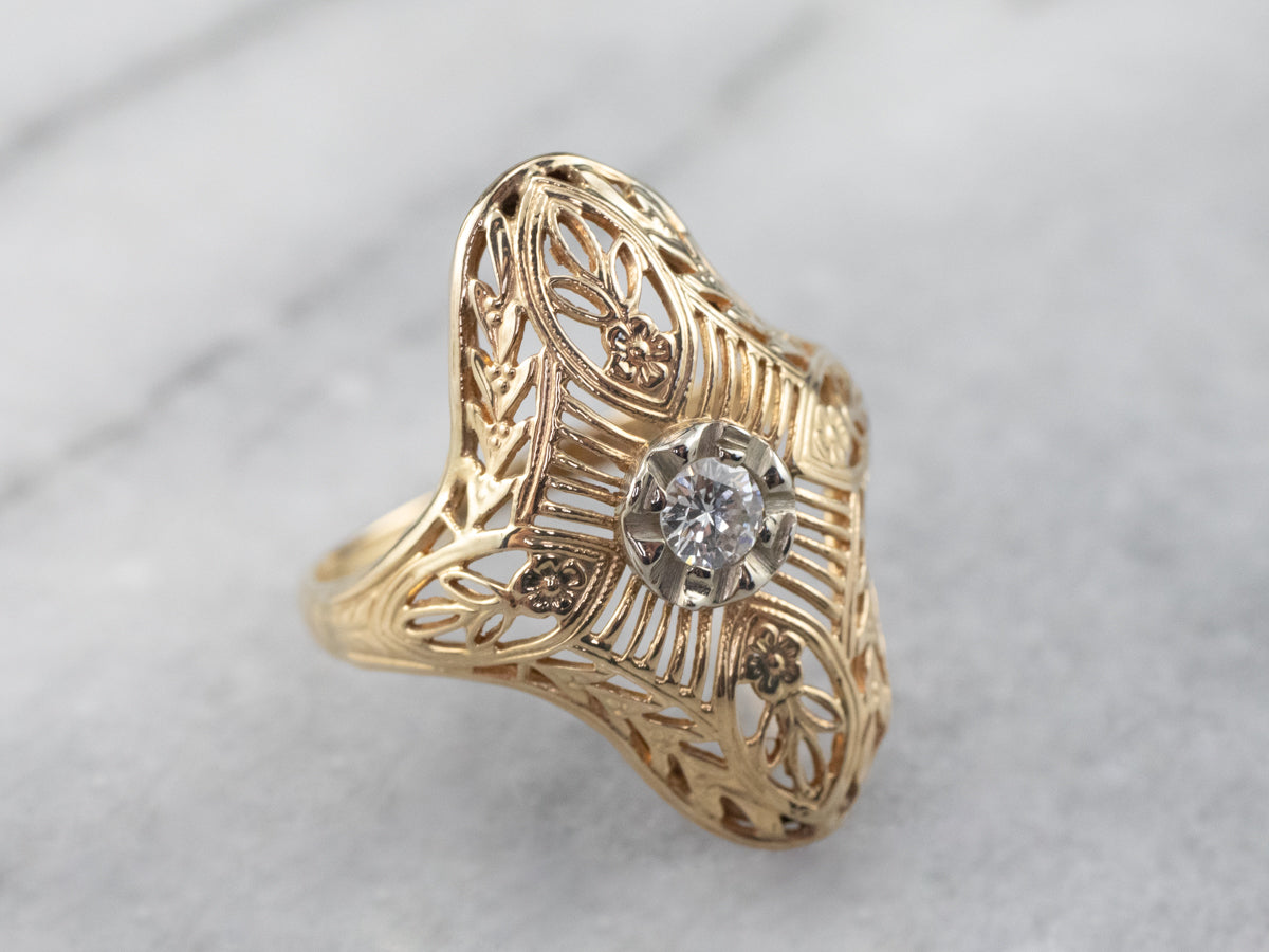 Antique Diamond Filigree Dinner Ring