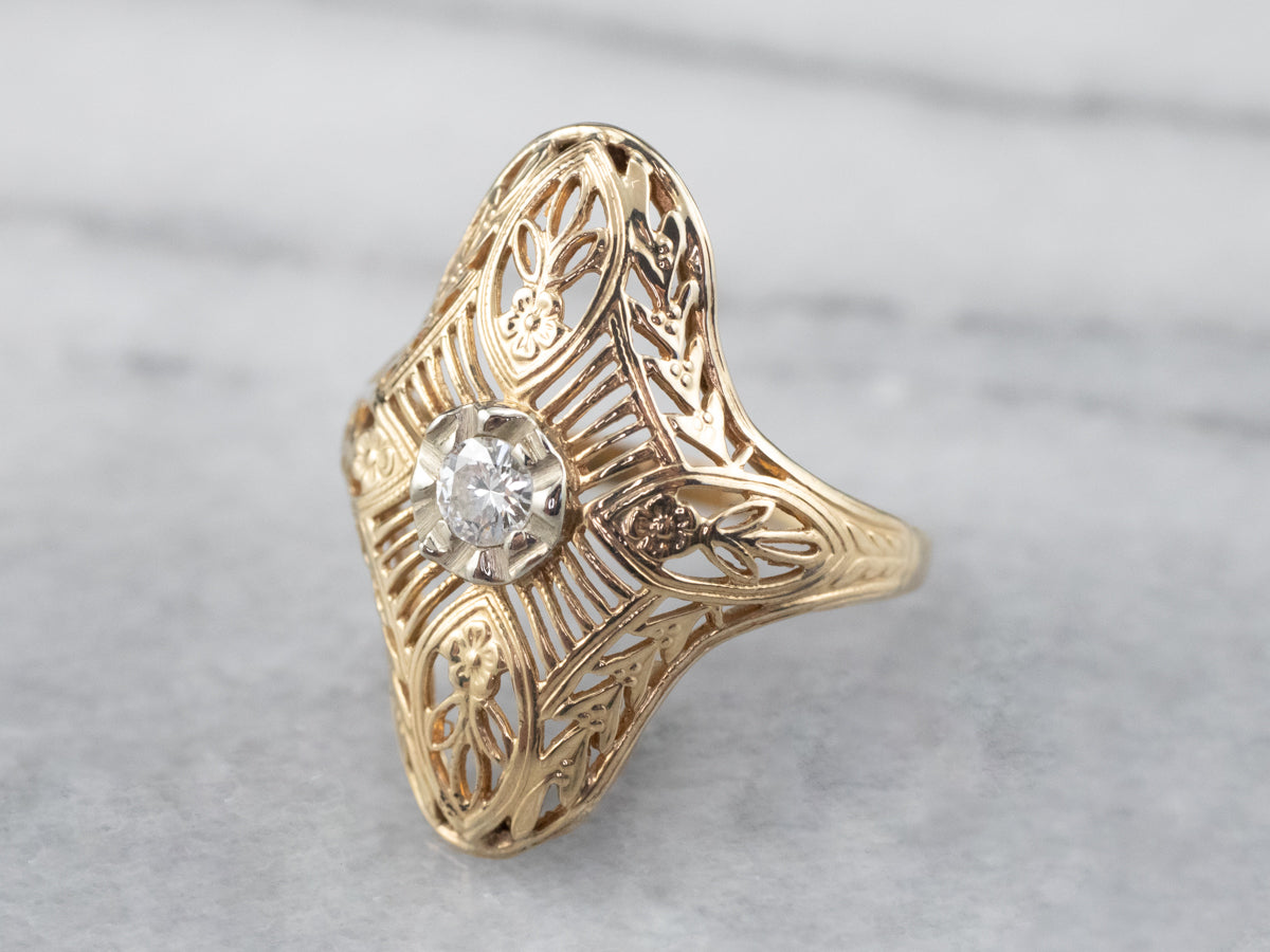 Antique Diamond Filigree Dinner Ring