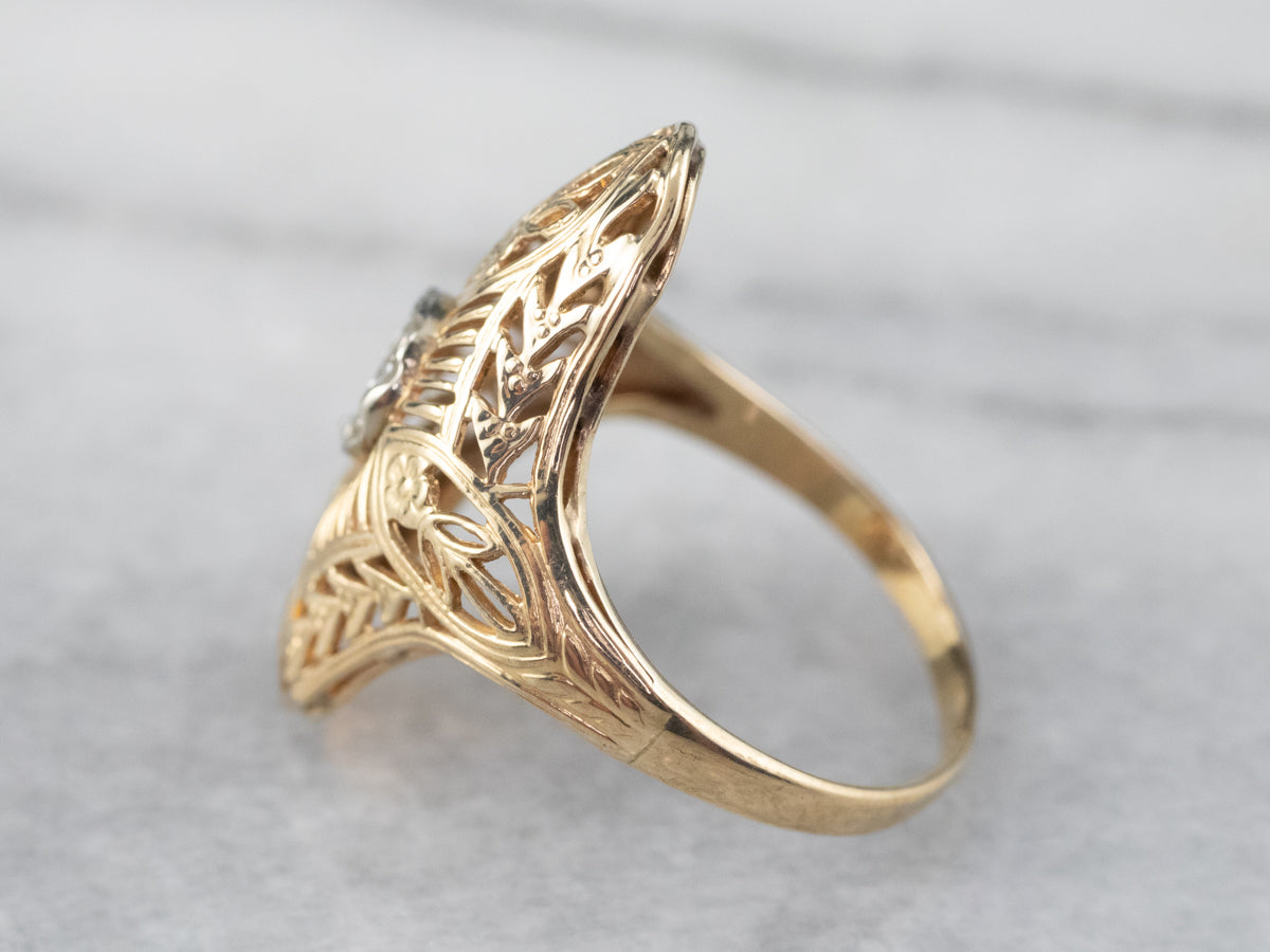 Antique Diamond Filigree Dinner Ring