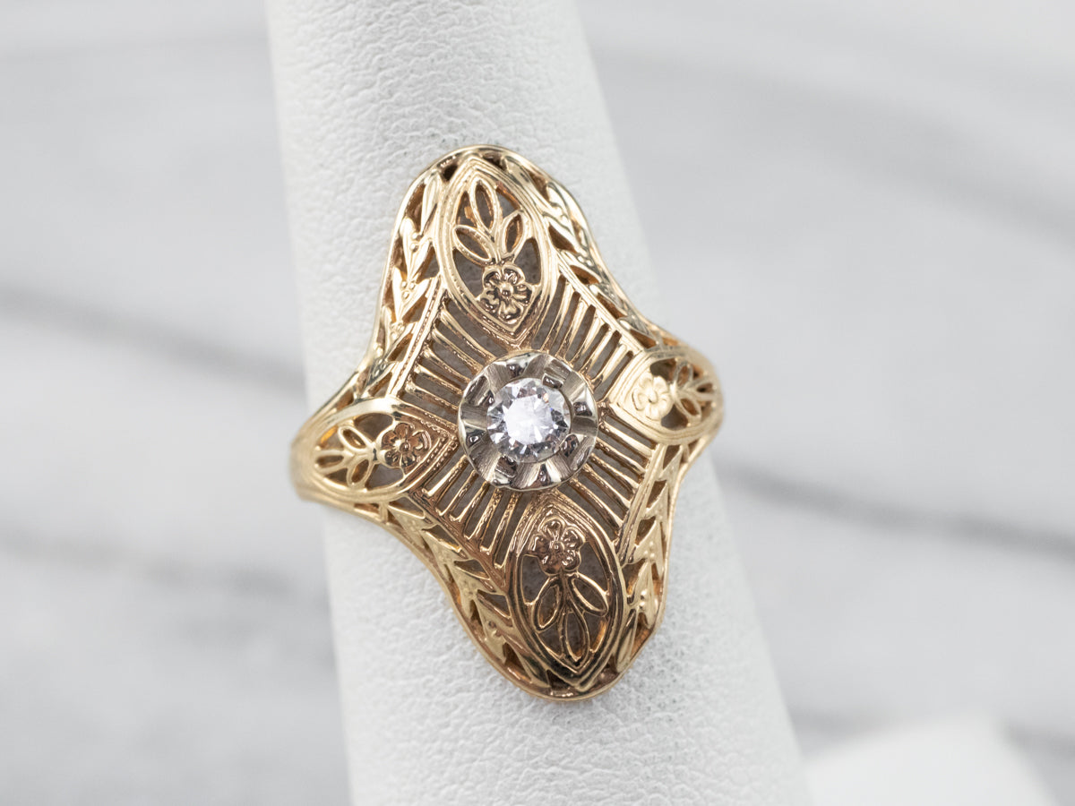 Antique Diamond Filigree Dinner Ring