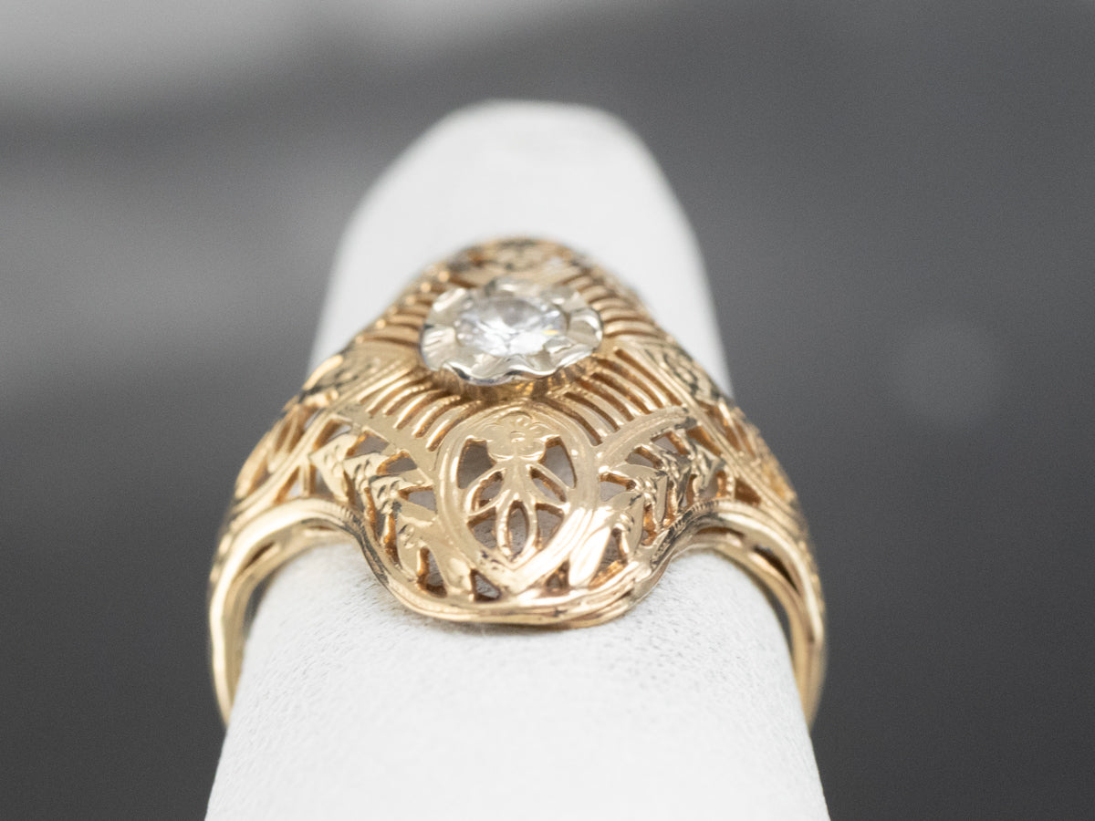 Antique Diamond Filigree Dinner Ring