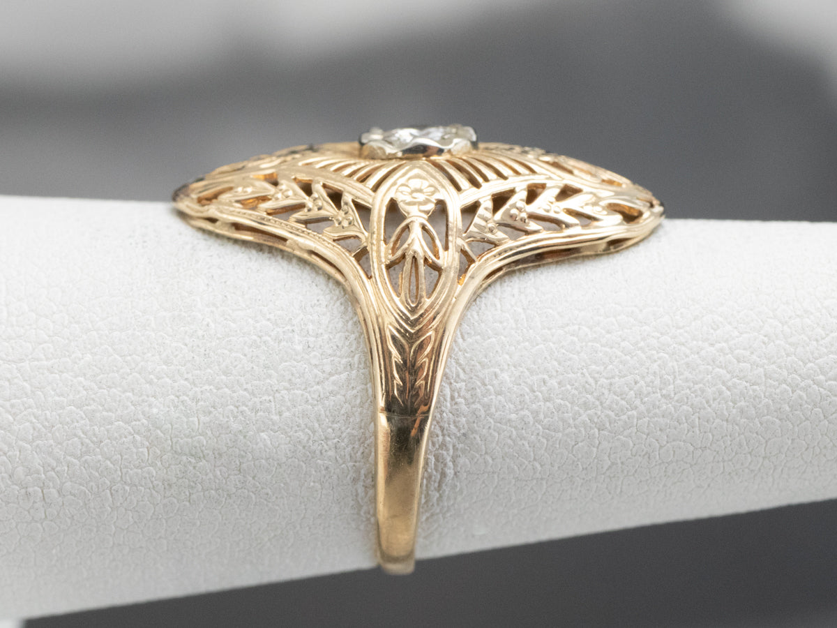 Antique Diamond Filigree Dinner Ring