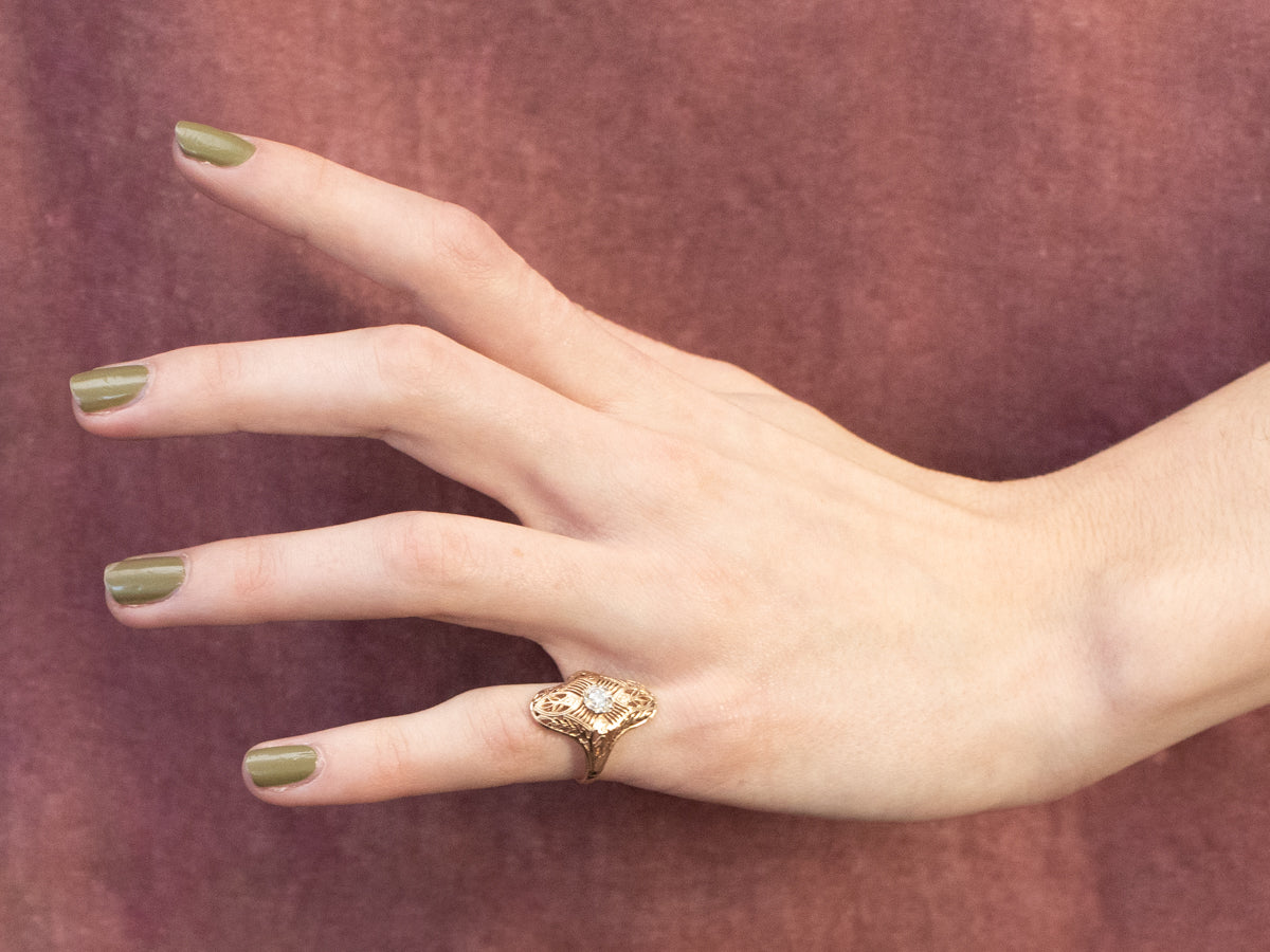 Antique Diamond Filigree Dinner Ring