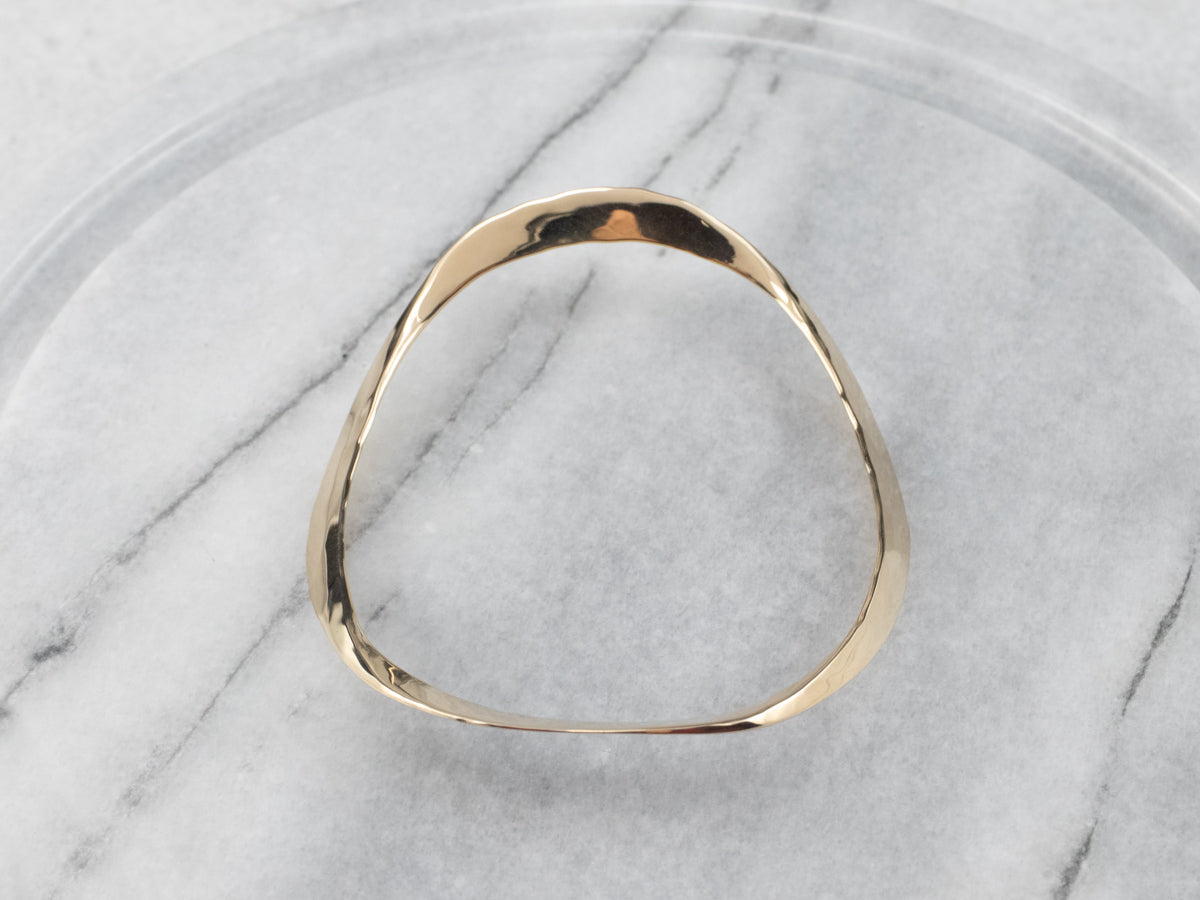 Modernist Hammered Gold Bangle Bracelet