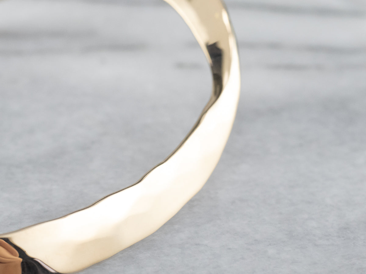 Modernist Hammered Gold Bangle Bracelet