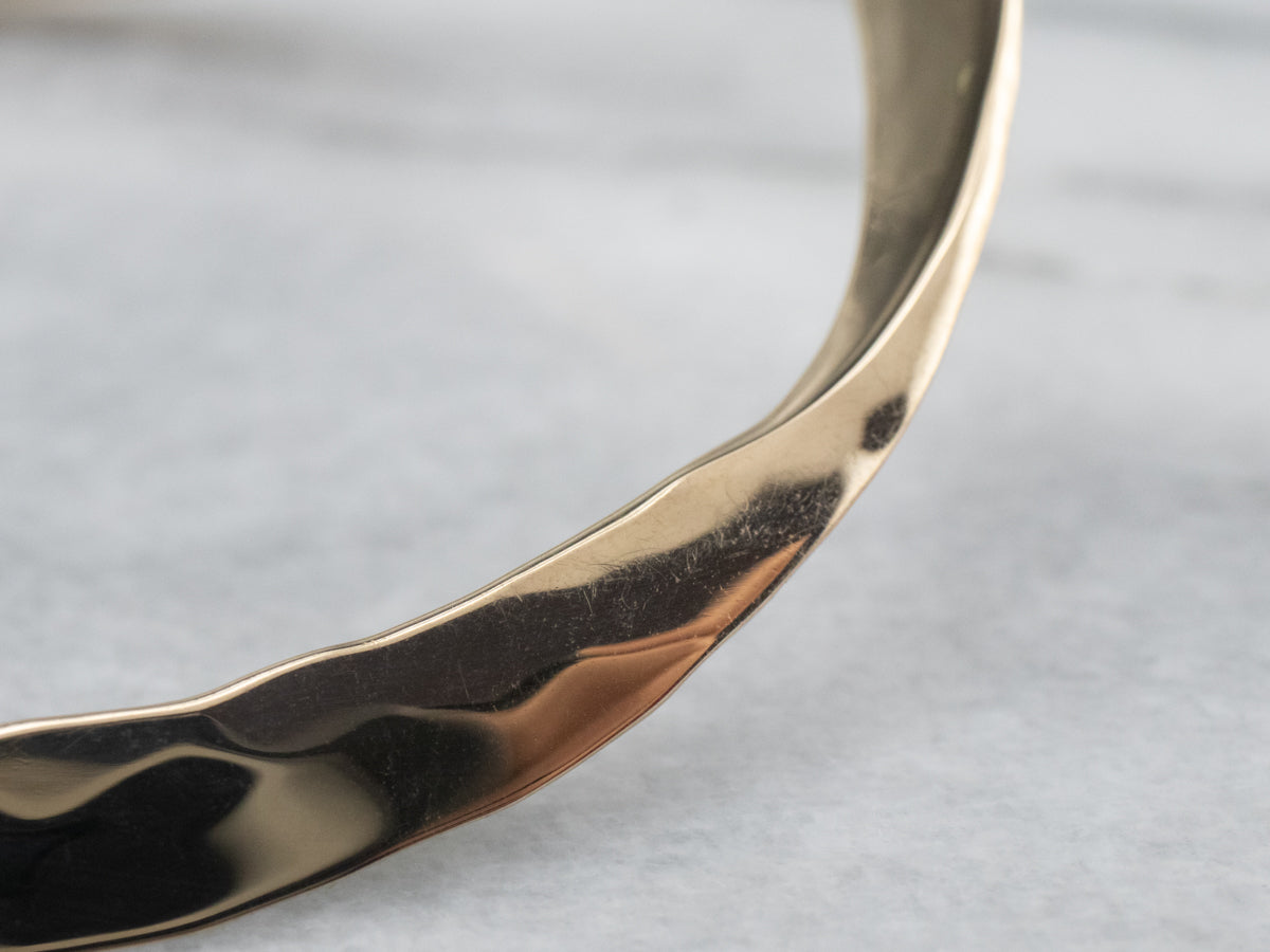 Modernist Hammered Gold Bangle Bracelet