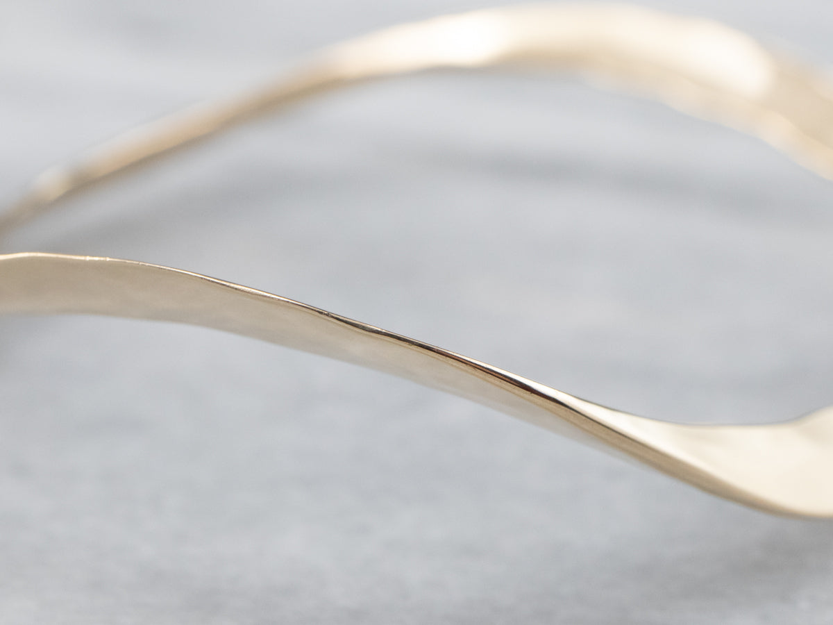 Modernist Hammered Gold Bangle Bracelet