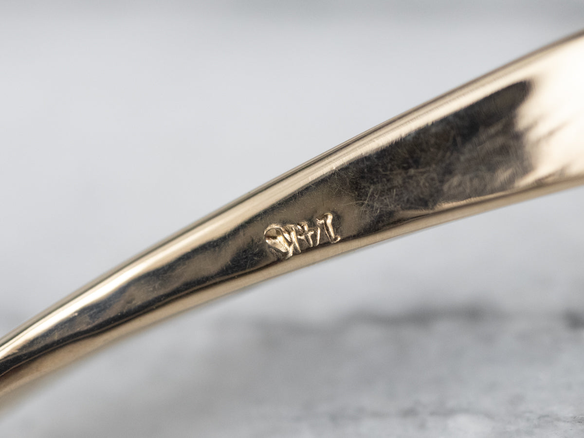 Modernist Hammered Gold Bangle Bracelet