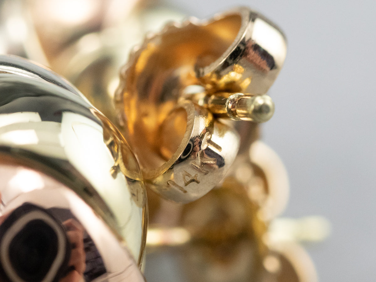 Tri Color Gold Knot Stud Earrings