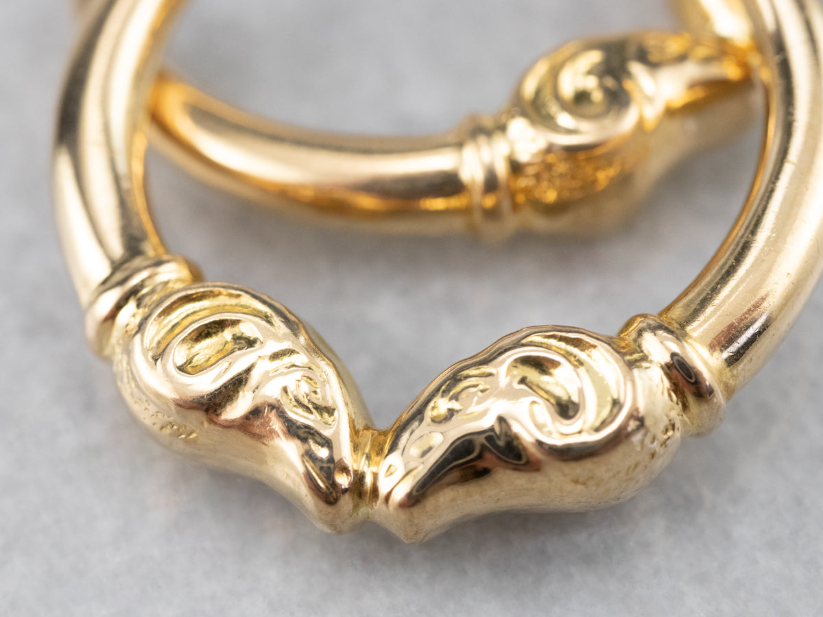 Ram's Head Gold Hoop Earrings