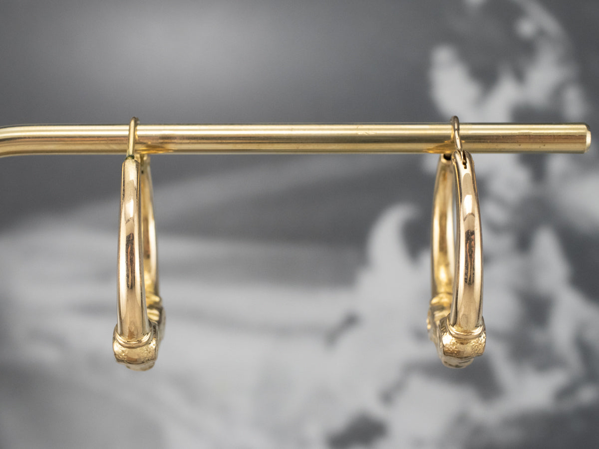 Ram's Head Gold Hoop Earrings