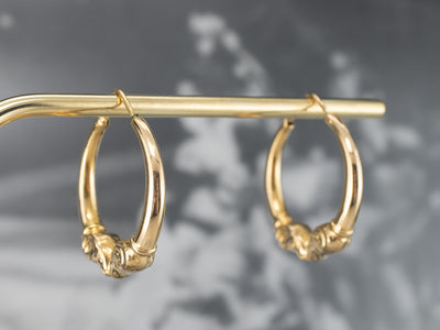 Ram's Head Gold Hoop Earrings