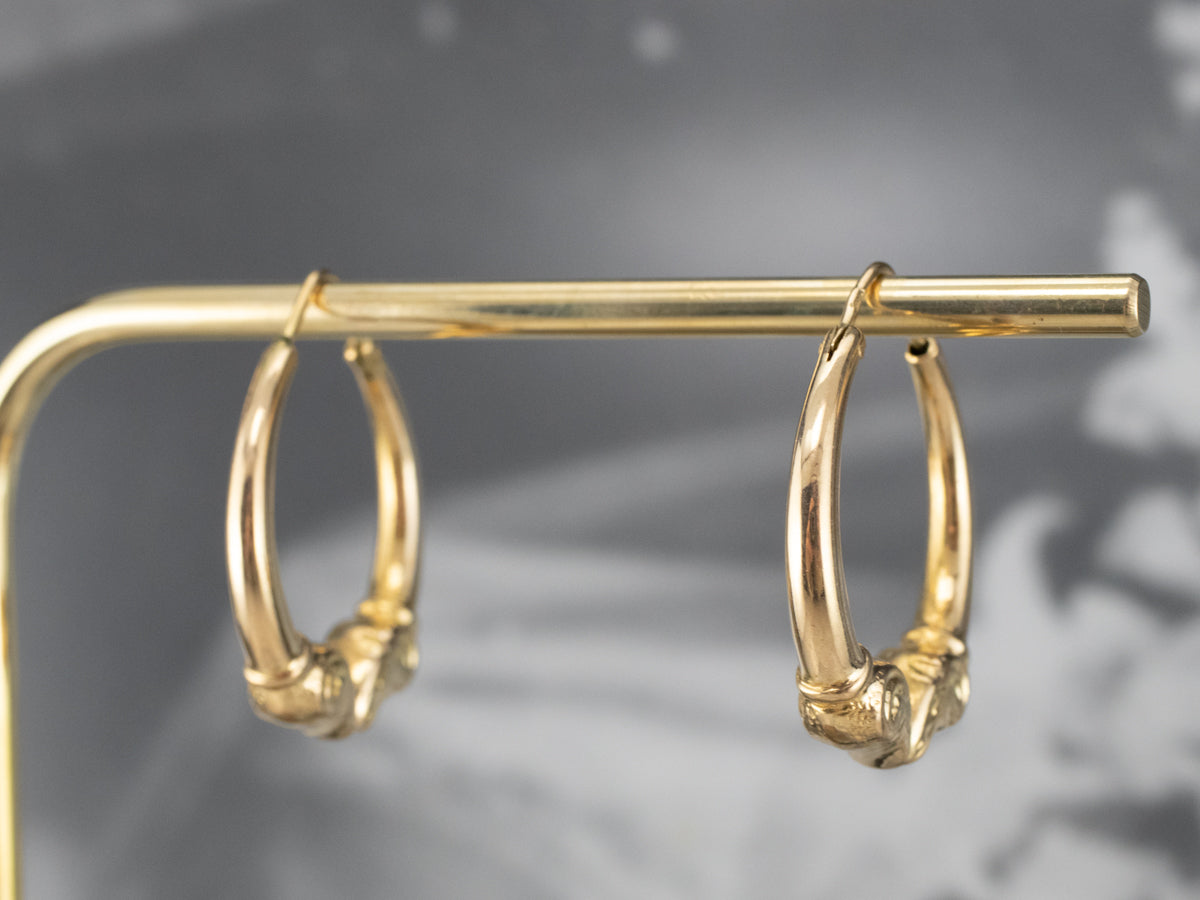Ram's Head Gold Hoop Earrings