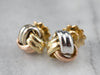 Tri Color Gold Knot Stud Earrings