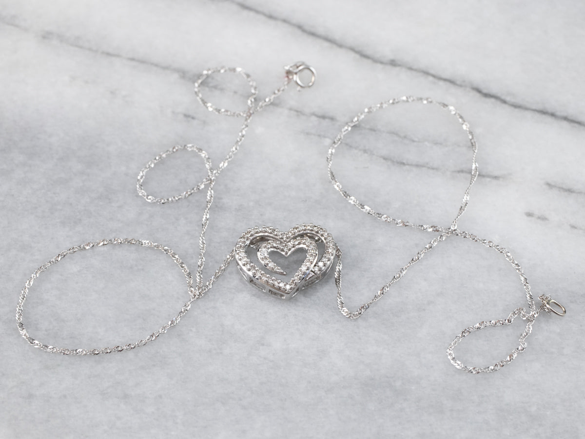 Diamond Heart Pendant White Gold Necklace