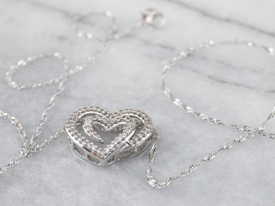 Diamond Heart Pendant White Gold Necklace