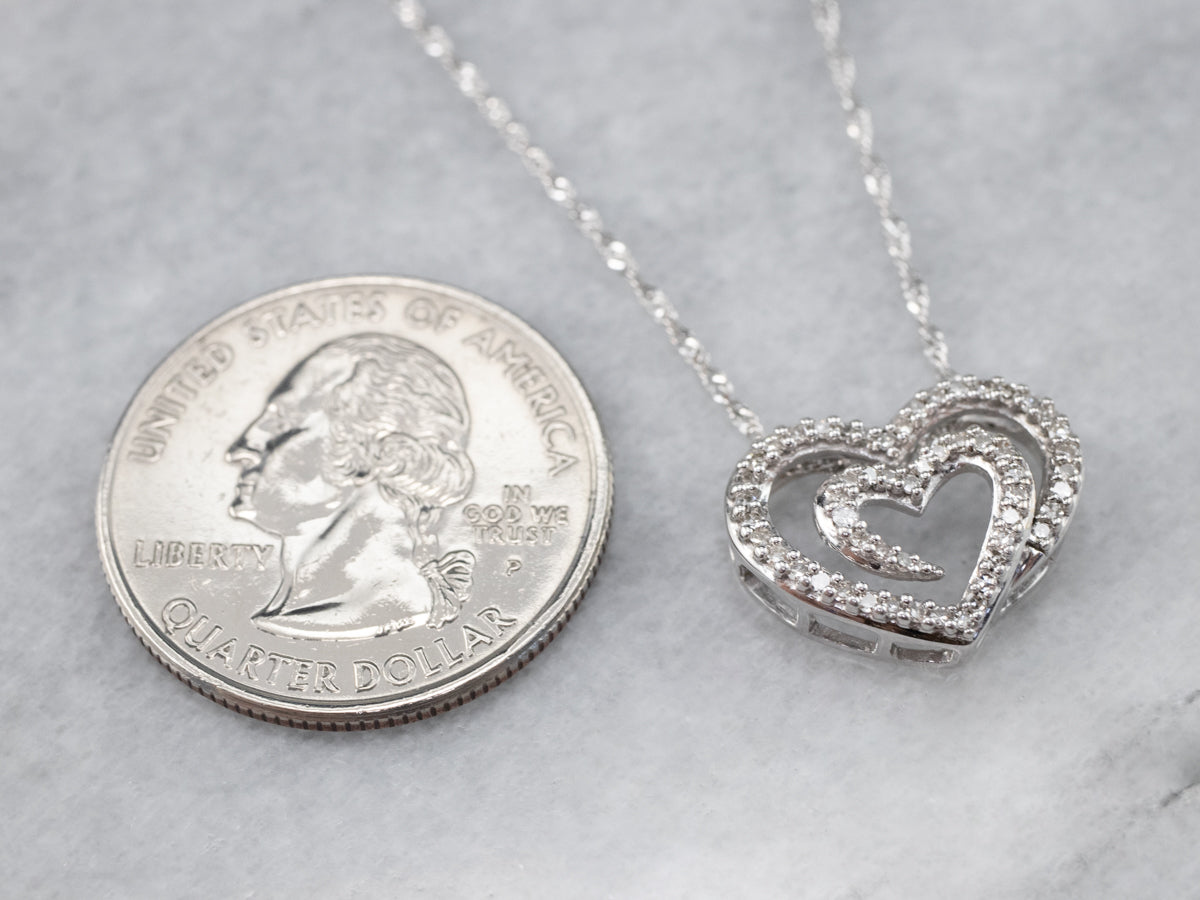 Diamond Heart Pendant White Gold Necklace