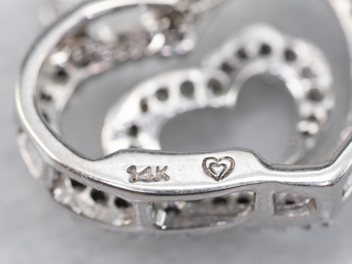 Diamond Heart Pendant White Gold Necklace
