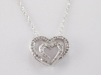 Diamond Heart Pendant White Gold Necklace
