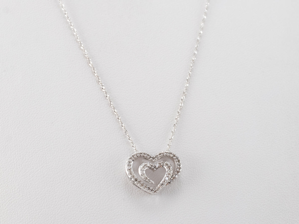 Diamond Heart Pendant White Gold Necklace