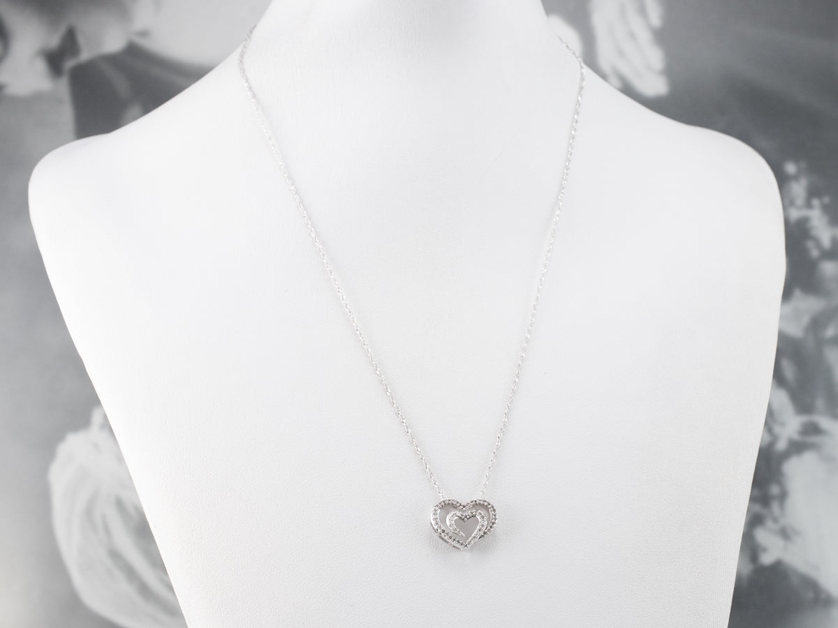 Diamond Heart Pendant White Gold Necklace