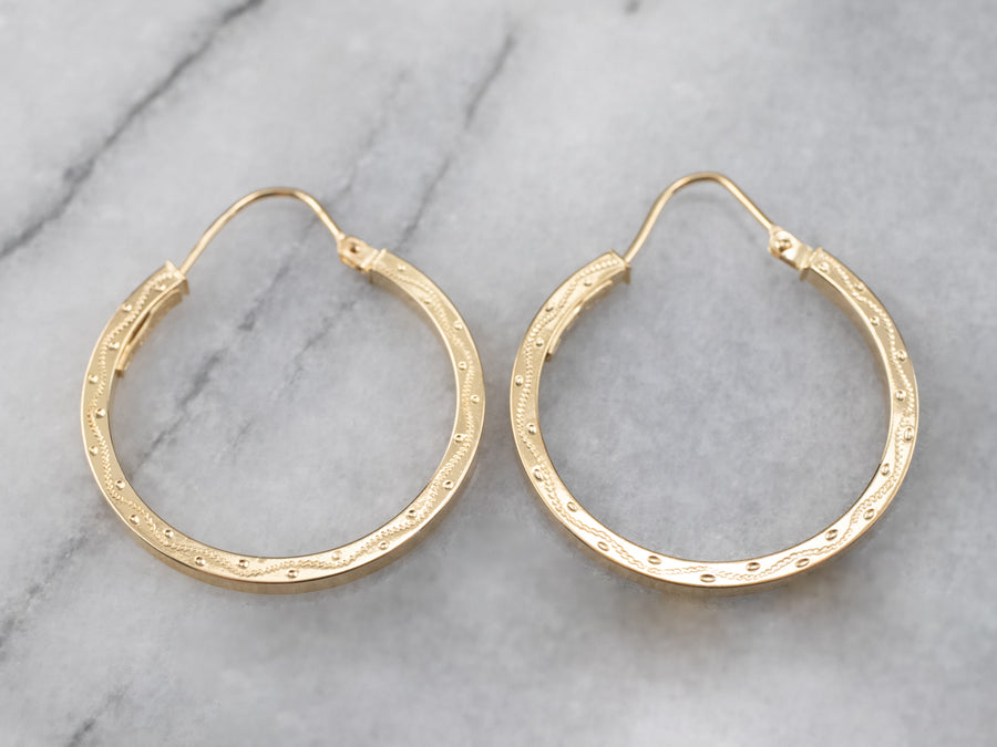 Patterned 18K Gold Hoop Earrings
