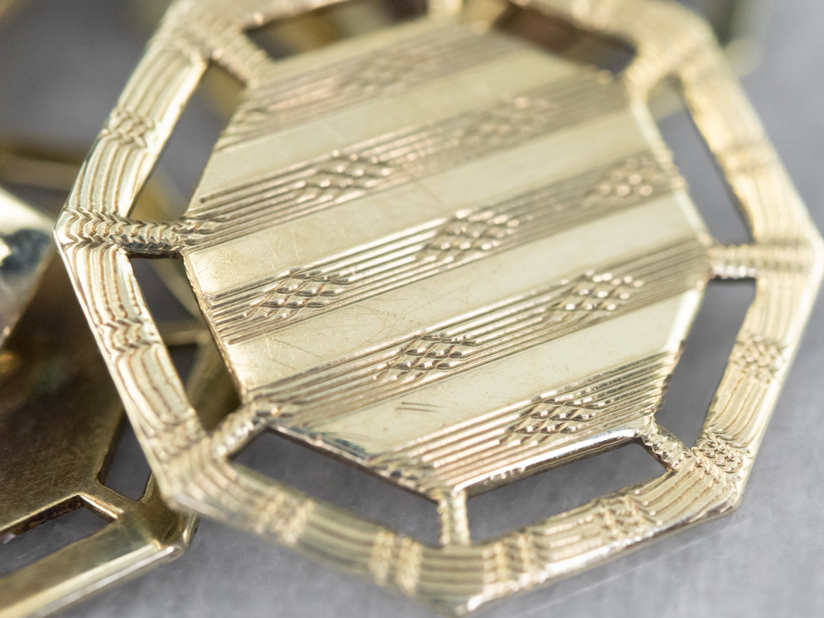 Vintage Etched Pinstriped Cufflinks