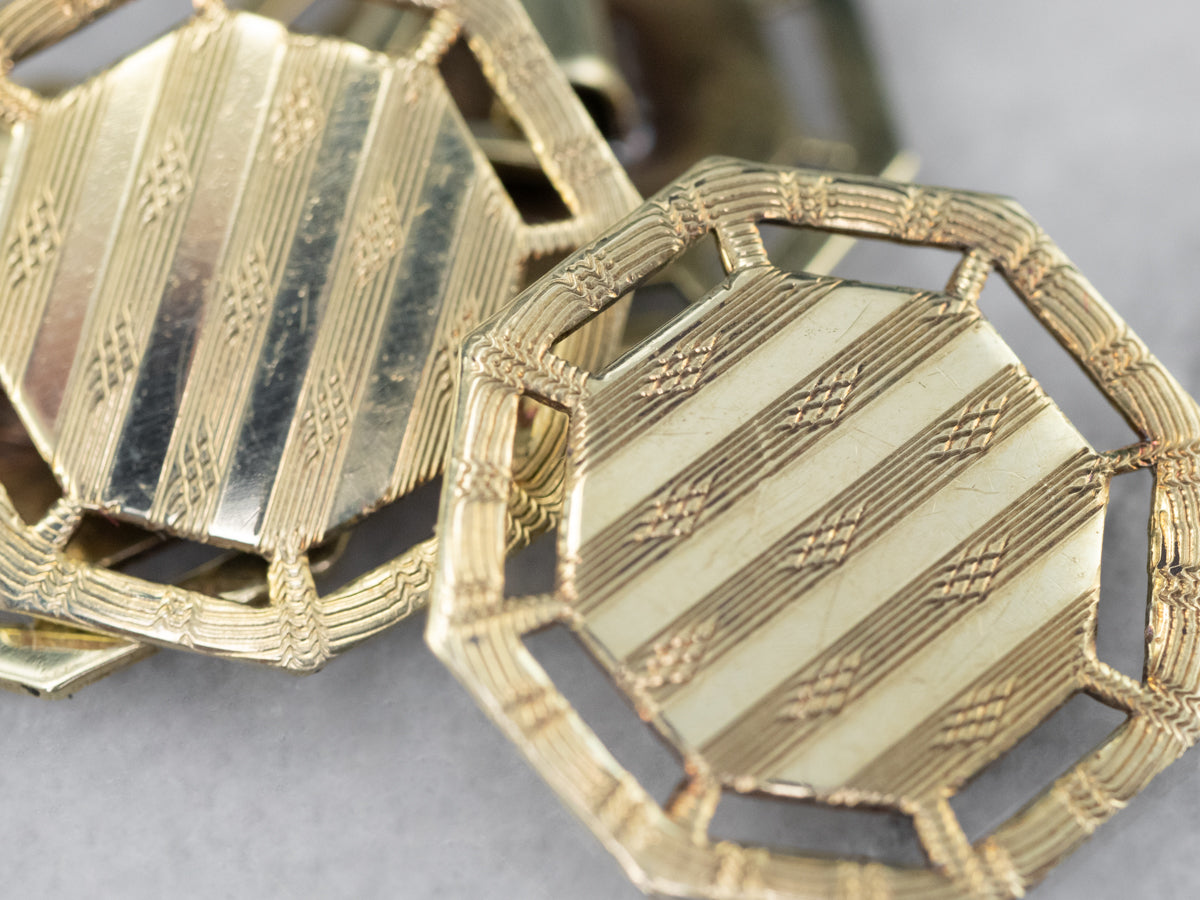 Vintage Etched Pinstriped Cufflinks